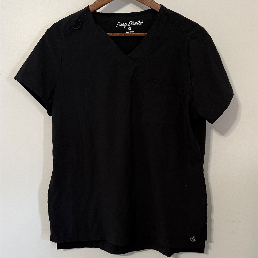 Easy Stretch Women's Black V-Neck Short Sleeve Scrub Top